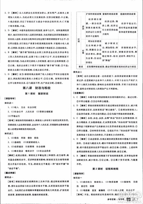9787806204290全品学练考高中政治必修1人教版RJ新高考同步练习2018参考答案