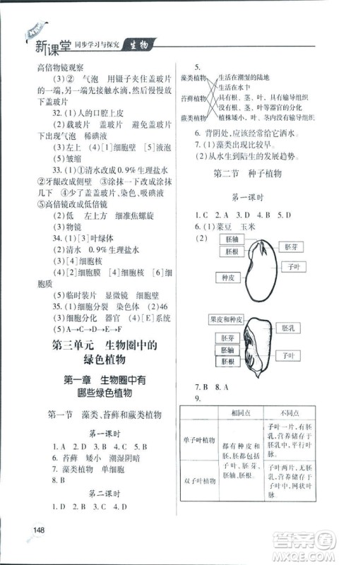 9787543656475新课堂同步学习与探究2018生物七年级上答案 9787543656475新课堂同步学习与探究2018生物七年级上答案