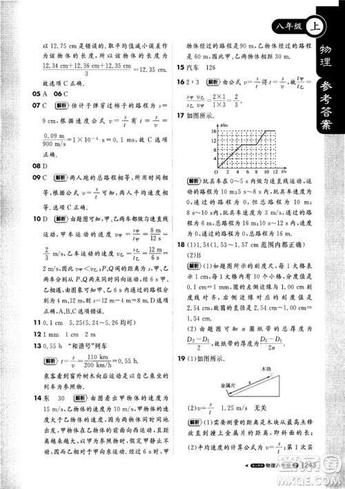 2018新版1+1轻巧夺冠课堂直播八年级上册物理人教版答案