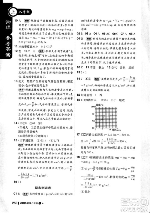 2018新版1+1轻巧夺冠课堂直播八年级上册物理人教版答案