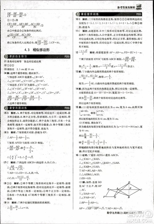 北师大版2019版1+1轻巧夺冠优化训练9年级数学参考答案