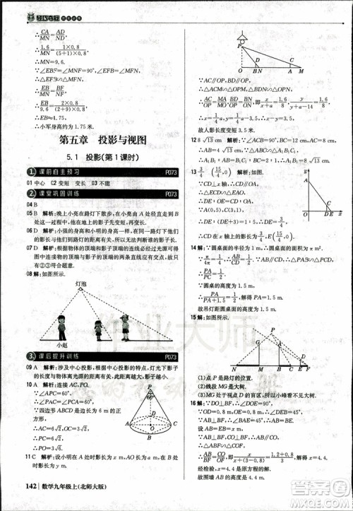 北师大版2019版1+1轻巧夺冠优化训练9年级数学参考答案