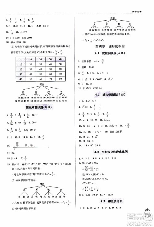 2018年轻巧夺冠九年级上学期数学青岛专用参考答案