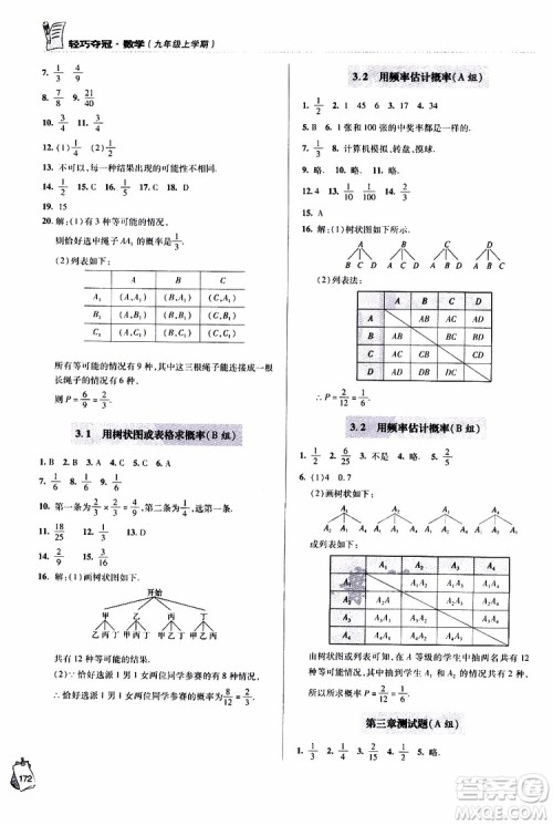 2018年轻巧夺冠九年级上学期数学青岛专用参考答案