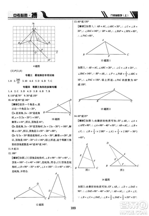 王立博2018年中考必胜搏8年级上册数学​RJY版参考答案