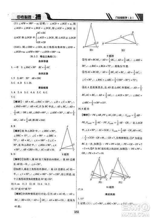 王立博2018年中考必胜搏8年级上册数学​RJY版参考答案