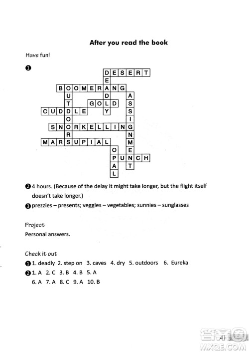 2018年新版我爱读新体验英语阅读Down Under 6参考答案 2018年新版我爱读新体验英语阅读Down Under 6参考答案