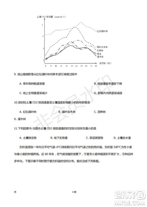 2019届福建省厦门外国语学校高三11月月考地理试题及答案