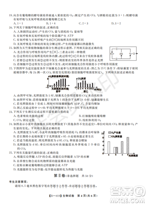 安徽皖东名校联盟2019年高三上学期第二次联考生物试题及答案解析