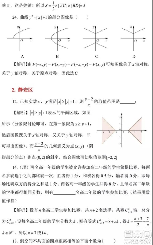 2015-2018年上海高三一模数学填选难题解析汇总