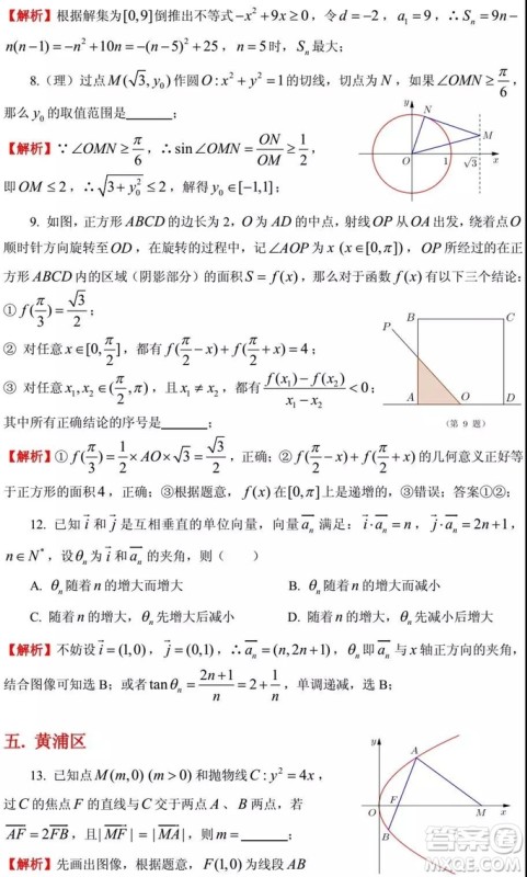 2015-2018年上海高三一模数学填选难题解析汇总