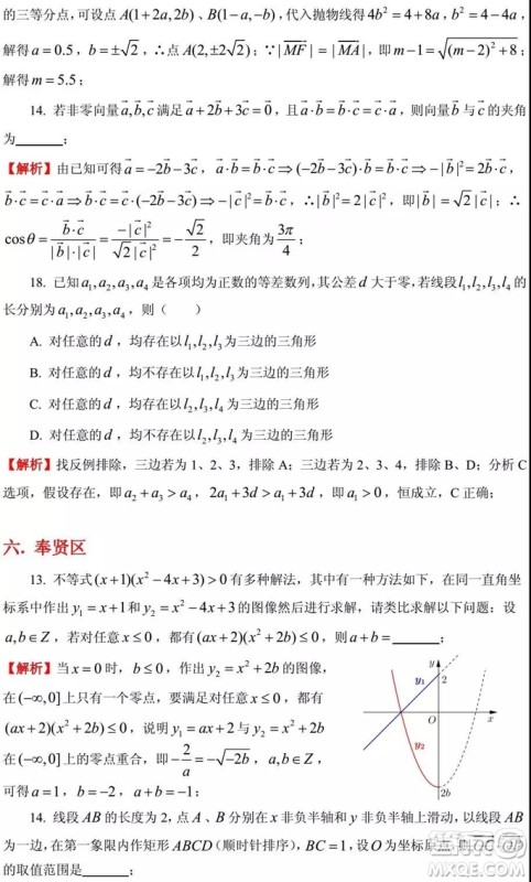 2015-2018年上海高三一模数学填选难题解析汇总