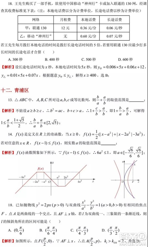 2015-2018年上海高三一模数学填选难题解析汇总