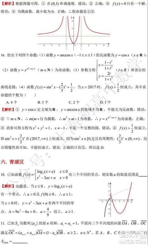 2015-2018年上海高三一模数学填选难题解析汇总