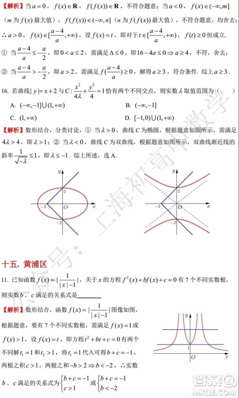 2015-2018年上海高三一模数学填选难题解析汇总