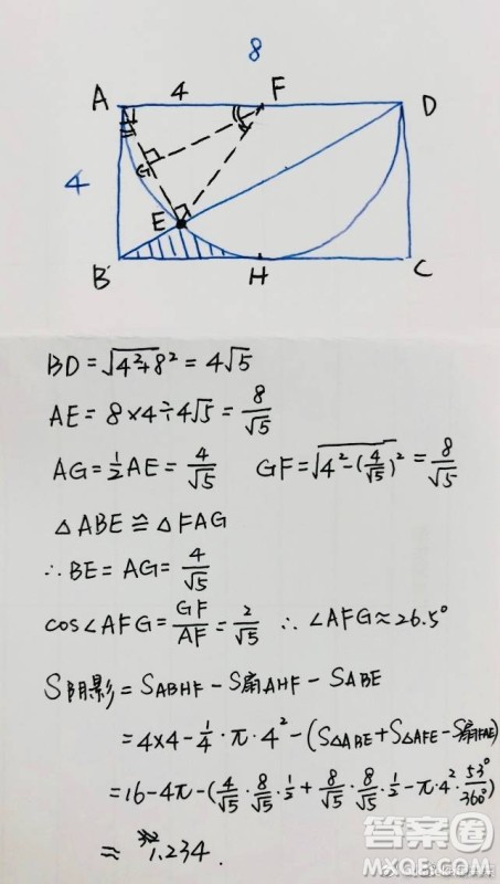 求阴影面积4 8答案 求阴影面积长8宽4答案 抖音求阴影面积答案