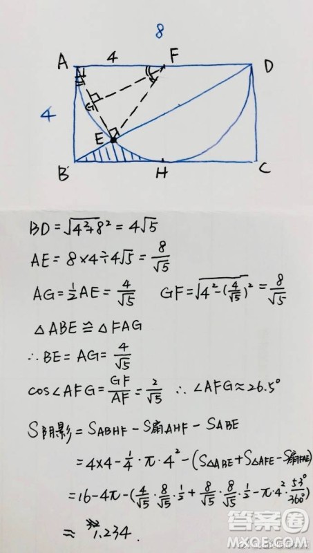 求阴影面积4 8答案 求阴影面积长8宽4答案 抖音求阴影面积答案