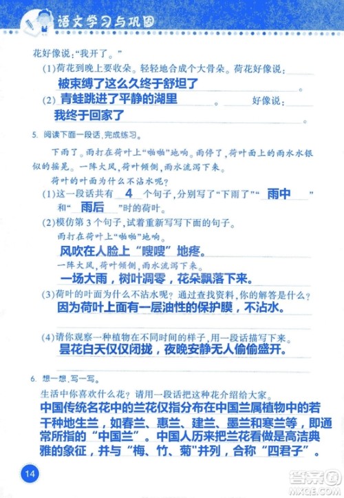 2018年语文学习与巩固西师大版三年级上册参考答案