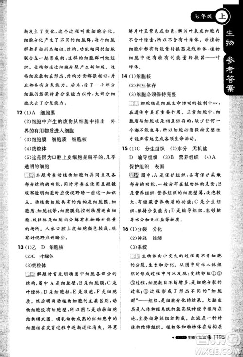 9787552258158课堂直播七年级上册2019版生物江苏版参考答案