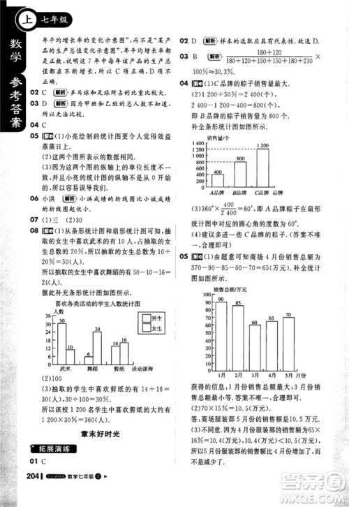 2019轻巧夺冠1+1课堂直播七年级数学上册配上海科技版参考答案