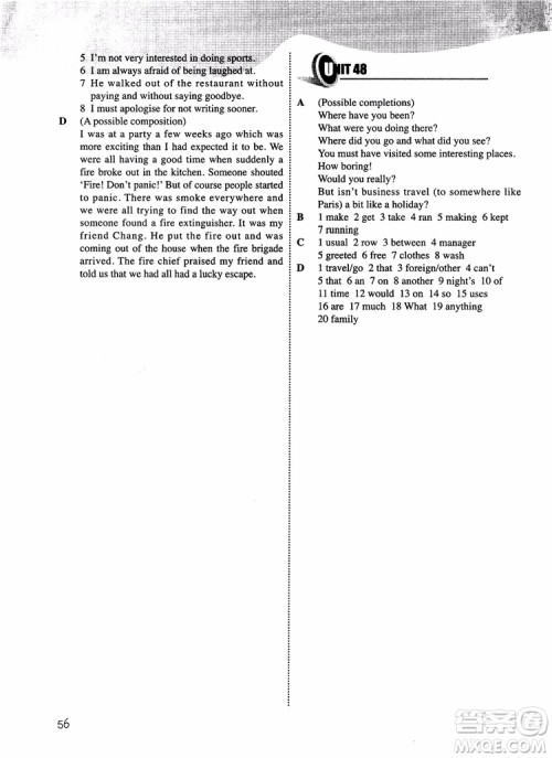 2018年朗文外研社新概念英语青少版练习册5B参考答案 2018年朗文外研社新概念英语青少版练习册5B参考答案