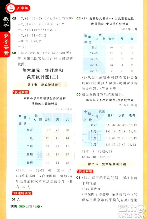 2018秋课堂直播五年级数学上册江苏版9787214794336参考答案