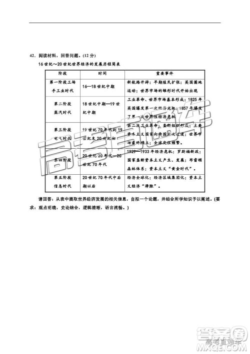 2019宁夏银川一中高三第四次月考文综试题及参考答案