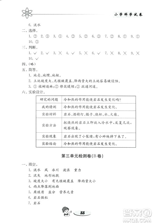 2018年金钥匙小学科学试卷教科版五年级上册参考答案 2018年金钥匙小学科学试卷教科版五年级上册参考答案