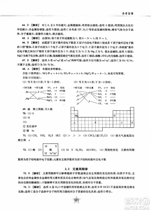 交大之星2018年直击名校高中化学300题物质的结构与化学基本概念参考答案