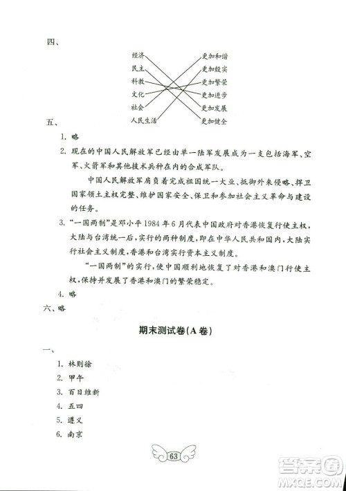 9787532850495鲁人版品德与社会六年级上册金钥匙试卷2018秋答案