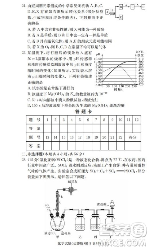 湖南省长郡中学2019届高三12月月考化学试题及答案