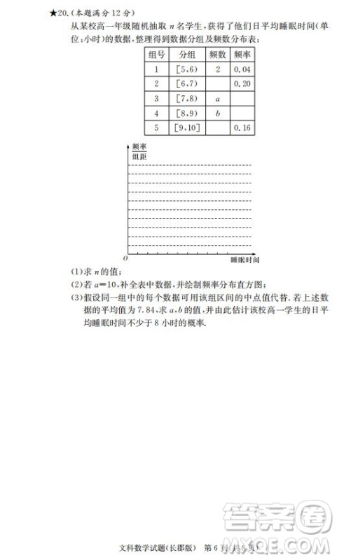 湖南省长郡中学2019届高三12月月考数学文科试题答案