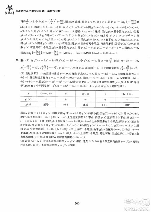 交大之星2018年直击名校高中数学300题函数与导数专项集训参考答案 交大之星2018年直击名校高中数学300题函数与导数专项集训参考答案