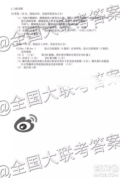 中学生标准学术能力诊断性测试2018年12月测试高三理综答案 中学生标准学术能力诊断性测试2018年12月测试高三理综答案