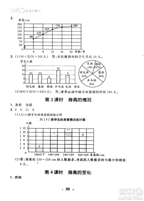 2018秋小学53随堂测六年级上数学北师大BSD版参考答案