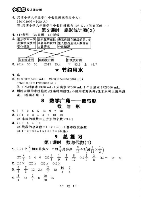 9787519104702小学53随堂测六年级上数学人教版RJ2018参考答案 9787519104702小学53随堂测六年级上数学人教版RJ2018参考答案