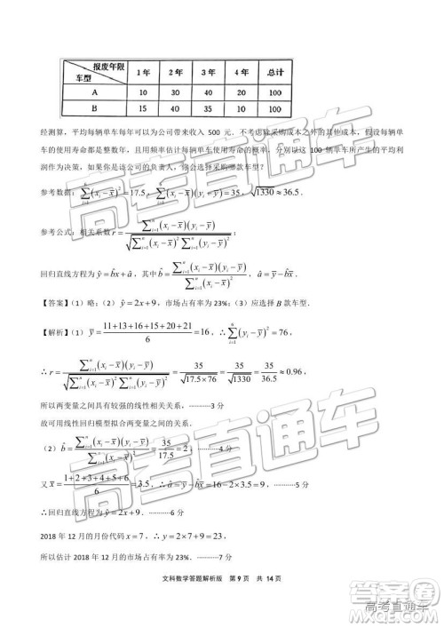 2019成都石室中学一诊模拟文数试题及参考答案