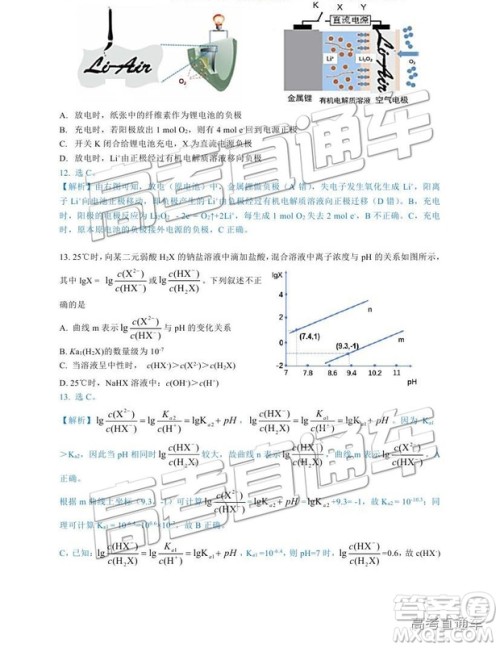 2019成都石室中学一诊模拟理综参考答案