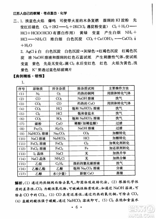 2019学业水平测试考点直击化学SJ参考答案 2019学业水平测试考点直击化学SJ参考答案