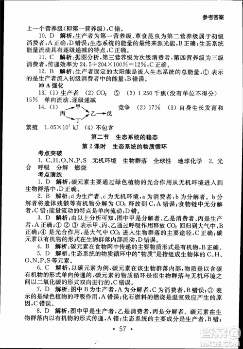 2019江苏普通高中必修科目学业水平测试考点直击生物SJ参考答案