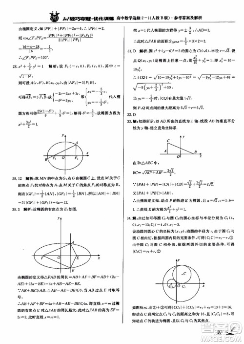 2018年1+1轻巧夺冠优化训练人教B版RJ高中数学选修2-1参考答案
