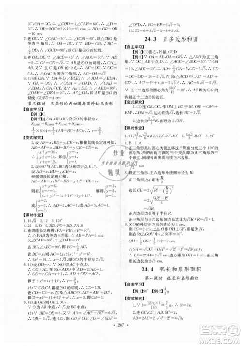 2018年长江全能学案同步练习册九年级全一册人教版参考答案