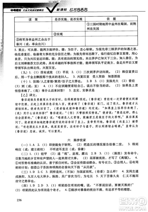 红对勾2019版中考语文文言文阅读试题精选参考答案 红对勾2019版中考语文文言文阅读试题精选参考答案