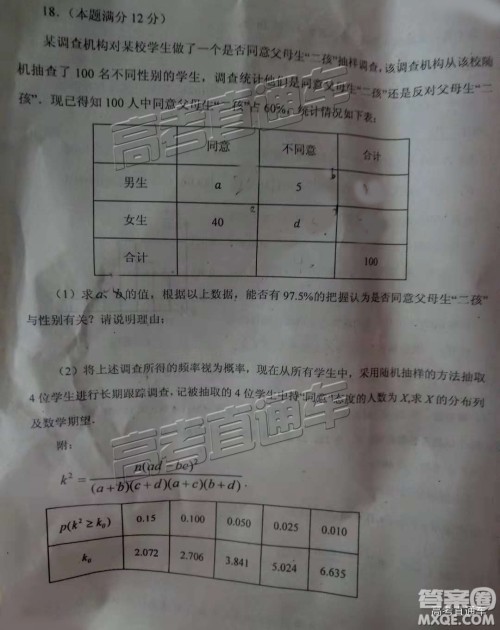 2019自贡一诊理数试题及参考答案 2019自贡一诊理数试题及参考答案