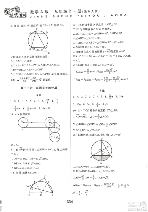 9787567524187尖子生培优教材九年级数学全一册RJ人教A版2018年参考答案