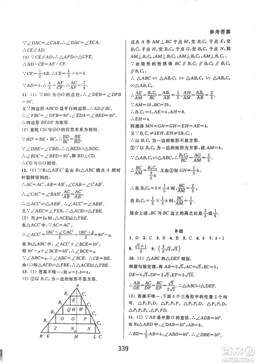 9787567524187尖子生培优教材九年级数学全一册RJ人教A版2018年参考答案