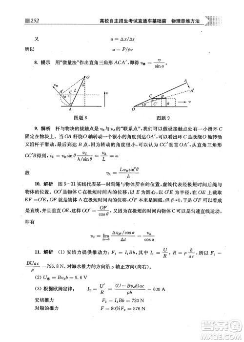 2018上海交通大学出版社高校自主招生考试直通车物理思维方法答案