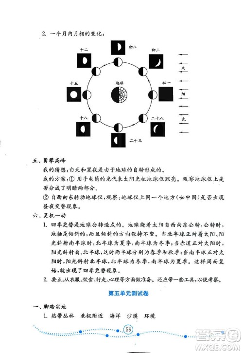 9787532898640小学科学六年级上册2018金版青岛版金钥匙试卷答案