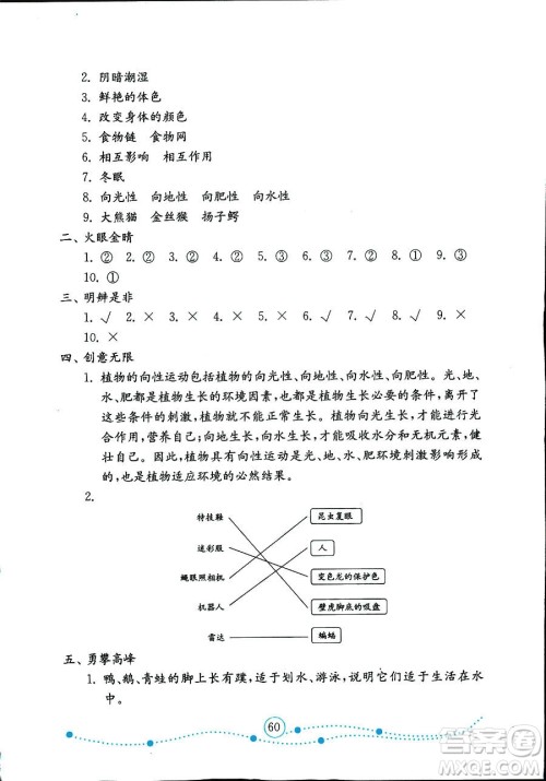 9787532898640小学科学六年级上册2018金版青岛版金钥匙试卷答案