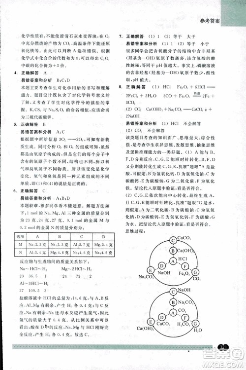 2018年尖子生培优教材错题专训九年级科学全一册参考答案 2018年尖子生培优教材错题专训九年级科学全一册参考答案